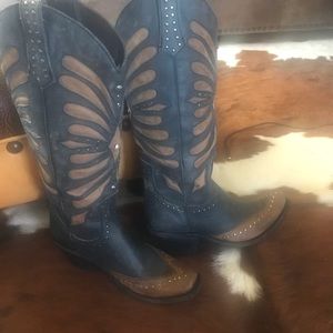 Liberty Black Vintage Studded Western Boots
